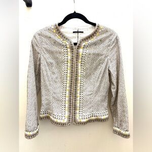 Elie Tahari jacket embroidered cotton/silk-size small-GORGEOUS!! LIKE NEW